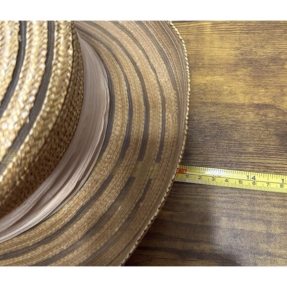 Eric Javits Upturned Brim Natural Woven Hat W/Bow - Picture 7 of 8